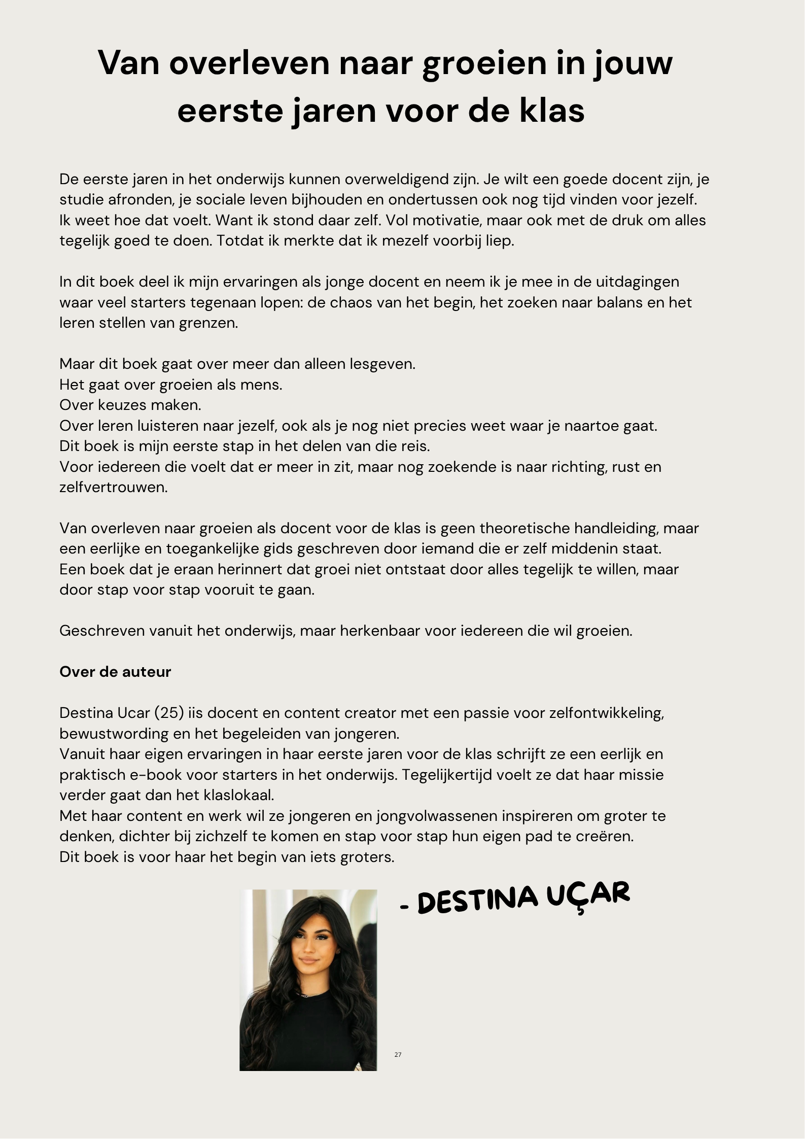 Over de auteur - Destina Uçar