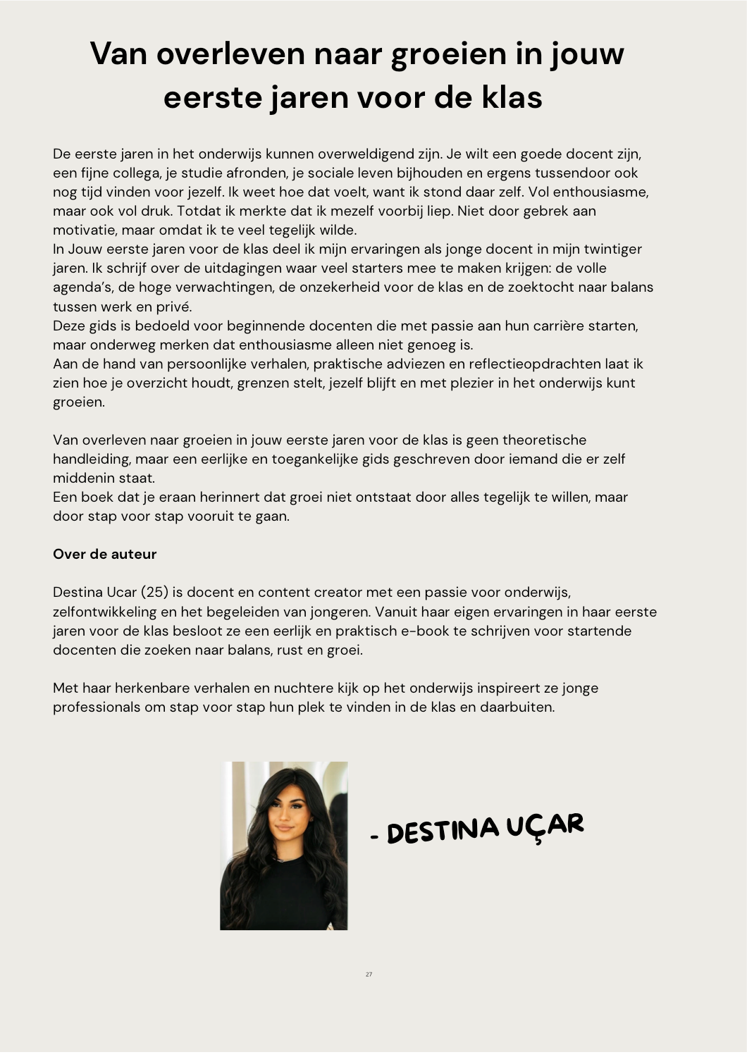 Over de auteur - Destina Uçar